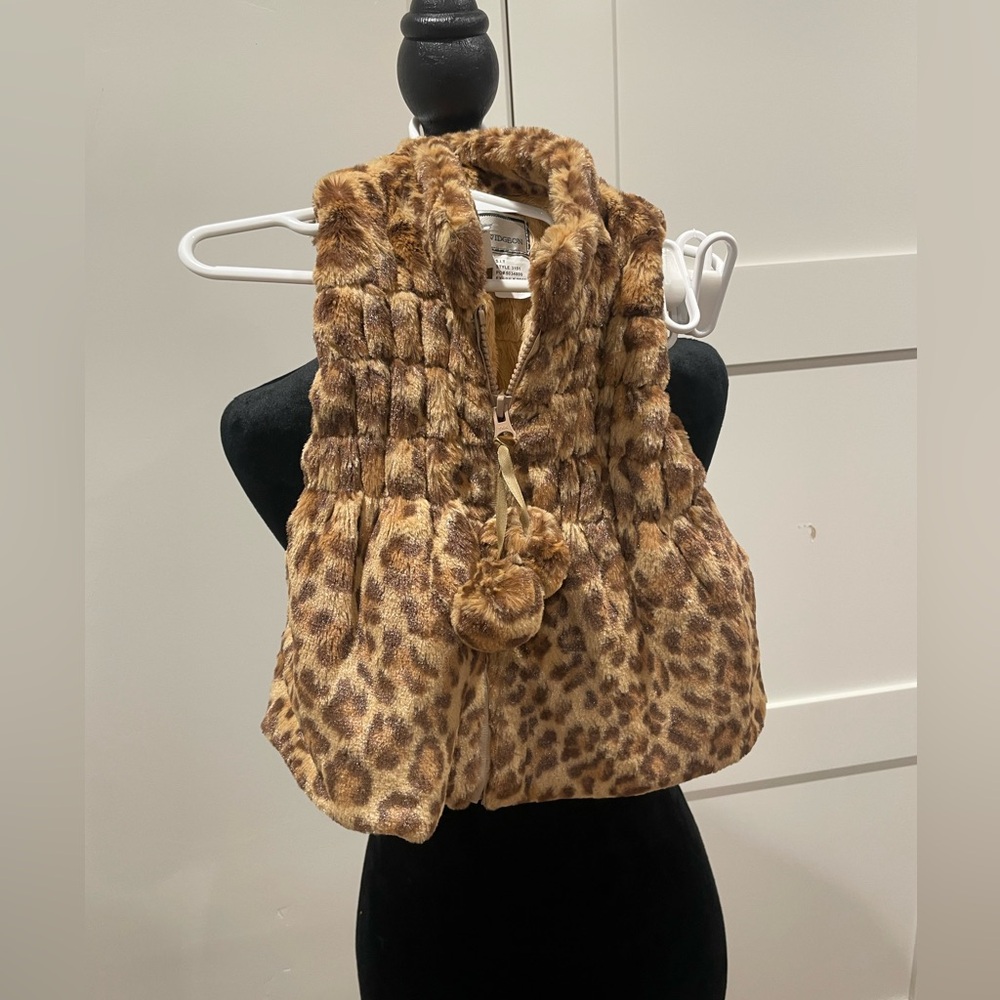 Faux fur animal print vest